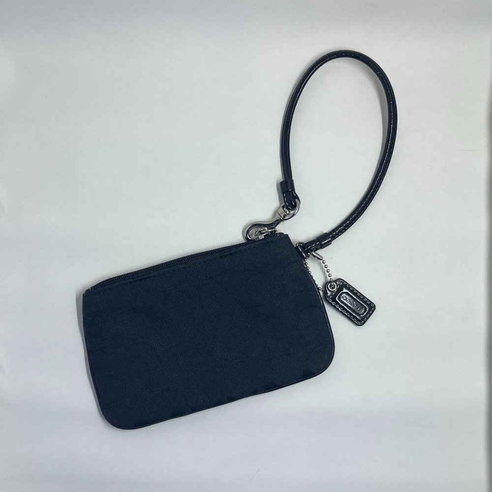 Coach Black Signature Jacquard Wristlet